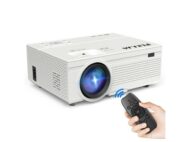 FULLJA Mini Portable Projector, Home Theater Projector Support Full Color HD 1080P for Cartoon, Party Game, TV, LED Video Projector Compatible with HDMI/VGA/USB/TF/AV, Movie Projector for Outdoor Use