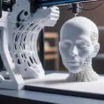 3D printer creating a human head model.
