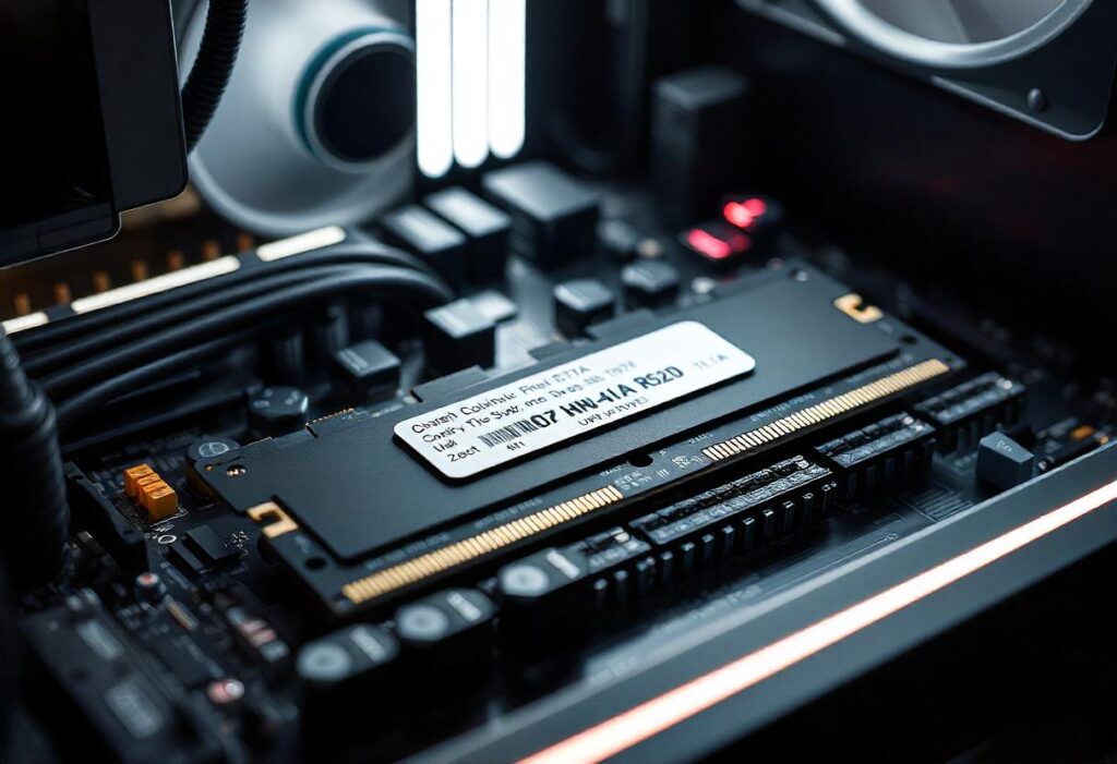 Close-up of computer RAM module.