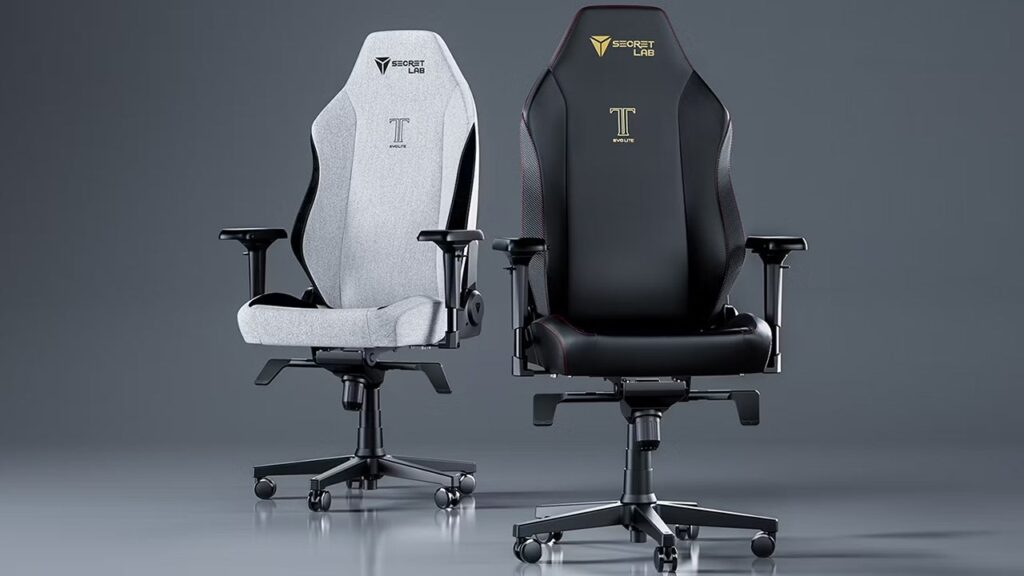 Two Secretlab gaming chairs, gray and black