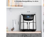 AICOOK 5.8 Quart Air Fryer Oven Stainless Steel 8 Cooking Preset
