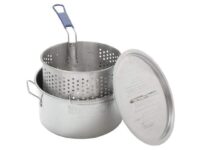 Bayou Classic 14 Quart Stainless Steel Deep Fryer Stovetop Cooking Pot with Lid