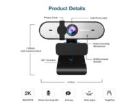 CAMPARK 2K/1440P Webcam with Microphone