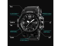 IOOIOO 1155B Men Quartz Analog LED Digital Clock