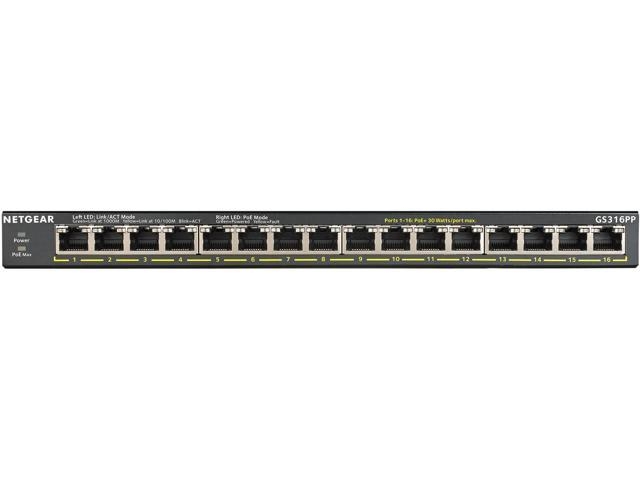 NETGEAR 16-Port Gigabit Ethernet Unmanaged PoE+ Switch (GS316PP)